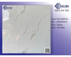 Gạch 60x60 Prime KHC495RA2 Gạch trắng vân mây khắc kim cao cấp